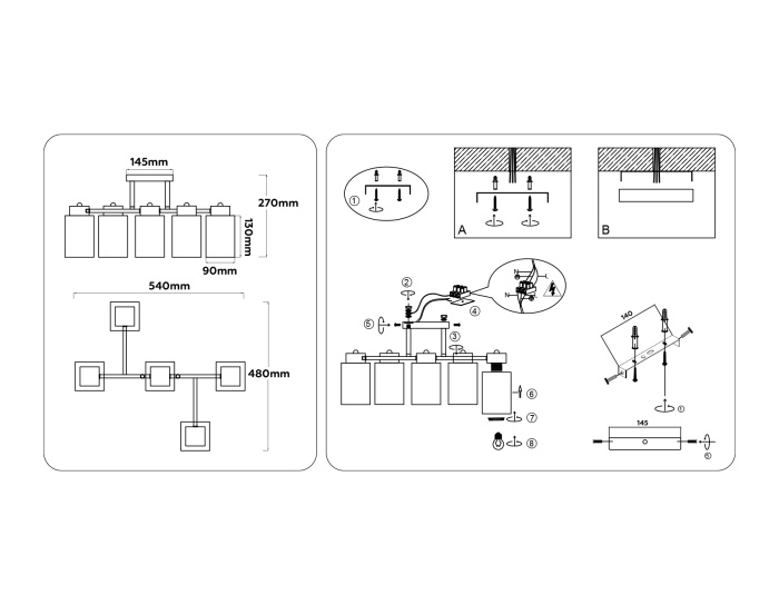 Люстра на штанге со стеклянными плафонами AMBRELLA light TR303047
