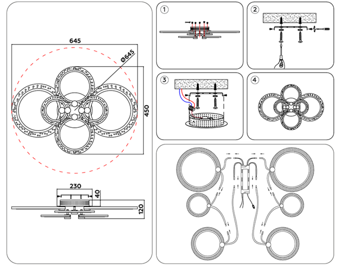 Потолочный светодиодный светильник с пультом Ambrella light FA4065