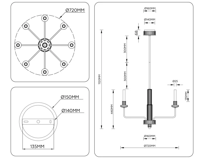 Люстра на штанге HIGH LIGHT AMBRELLA LIGHT LH53126
