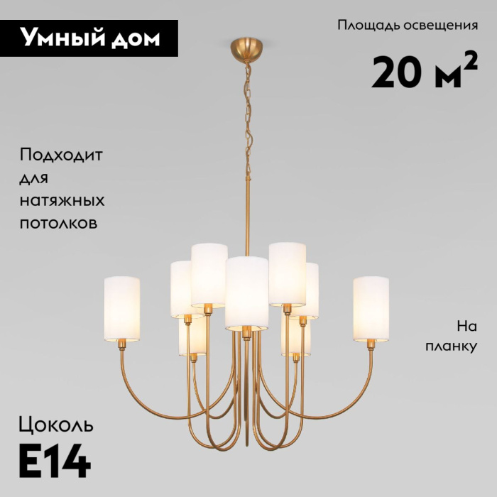 Подвесная люстра Eurosvet Abbey 60164/10 латунь Smart