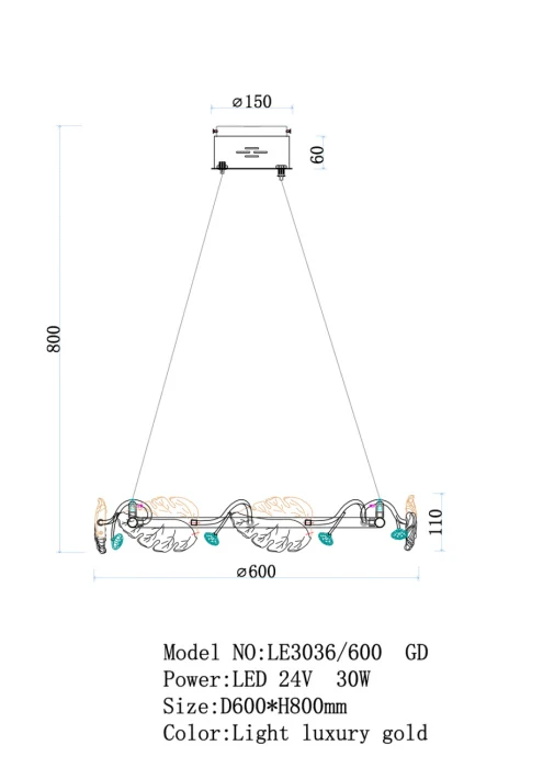 Подвесная люстра Leon Ilana LE3036/600 CH