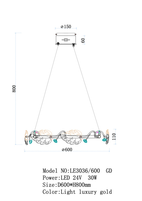 Подвесной светильник Leon Ilana LE3036/600 CH