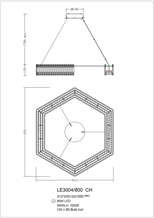 Подвесная люстра Leon Justine LE3004/800 CH