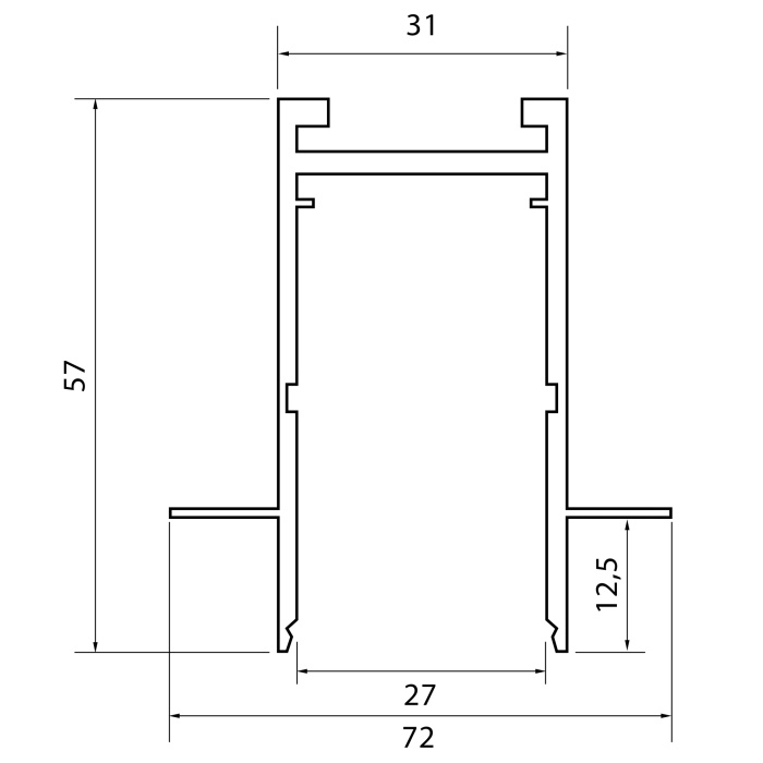 Шинопровод SKYLINE 220 встраиваемый ST-Luce Черный Длина 2 000мм ST021.429.00
