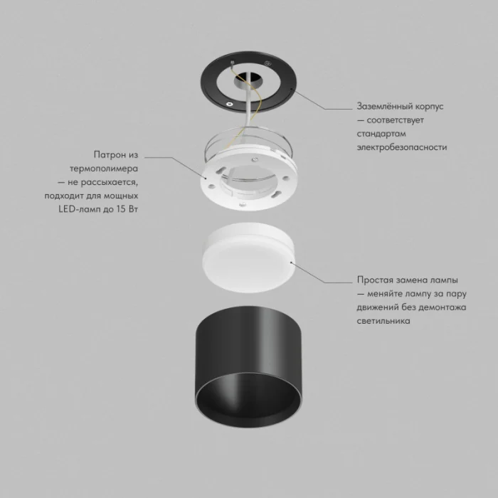 Накладной светильник Denkirs Pillar DK-DH2600-BK