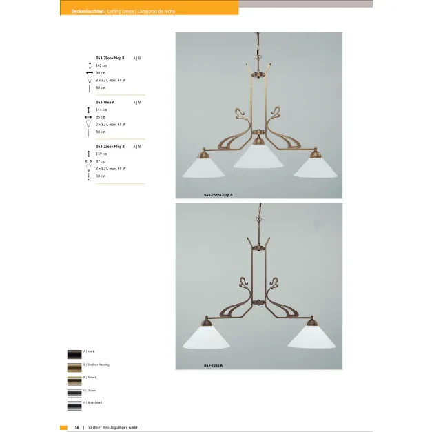 Подвесной светильник Berliner Messinglampen D43-25op+70opB