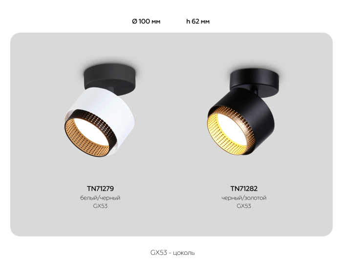 Настенно-потолочный поворотный спот со сменной лампой GX53 Ambrella light TN71282