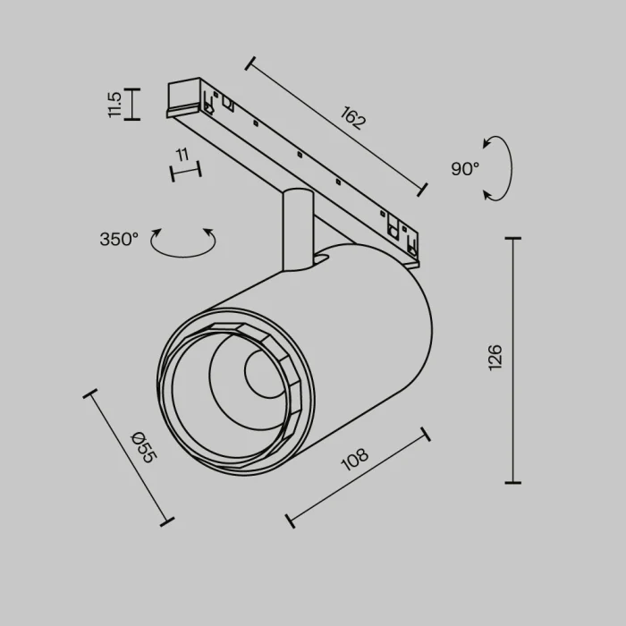 Трековый магнитный светильник Maytoni Technical Focus Zoom Exility X TR244-4-12WTW-DSZ-B