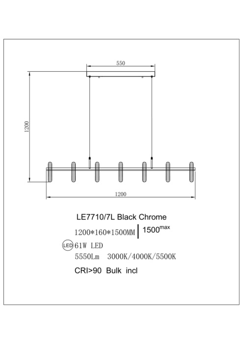 Подвесной светильник Leon Ani LE7710/7L Black Chrome