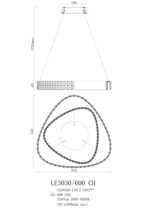 Подвесная люстра Leon Veronique LE3030/600 CH