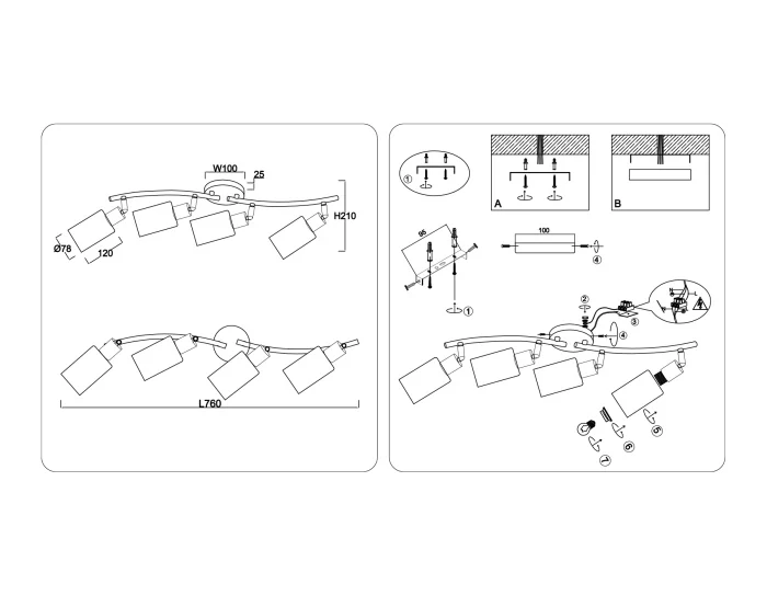 Настенно-потолочный спот в стиле лофт AMBRELLA light TR8723