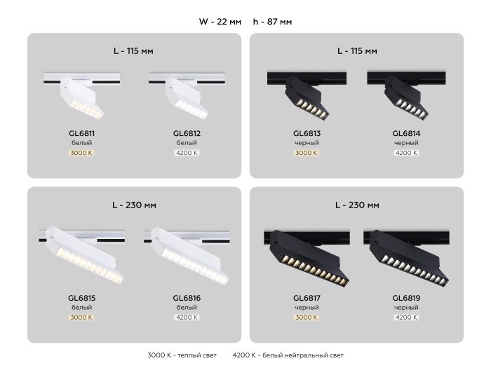 Трековый однофазный светодиодный светильник Ambrella light GL6817