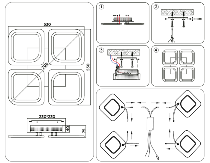 Потолочный светодиодный светильник с пультом Ambrella light FA4375