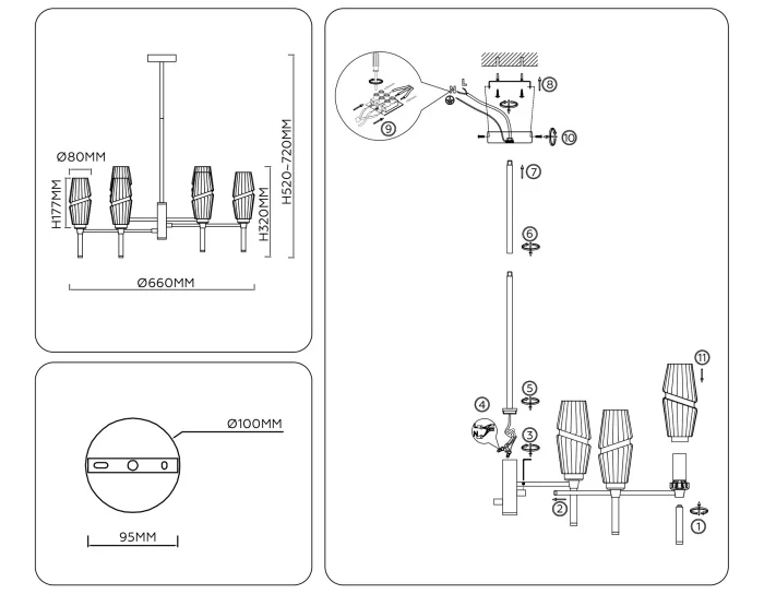 Люстра на штанге HIGH LIGHT AMBRELLA LIGHT LH55201