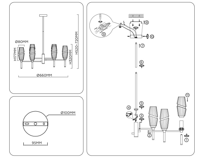 Люстра на штанге HIGH LIGHT AMBRELLA LIGHT LH55201