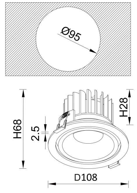 Светильник встроенный Crystal Lux CLT 005C108 WH