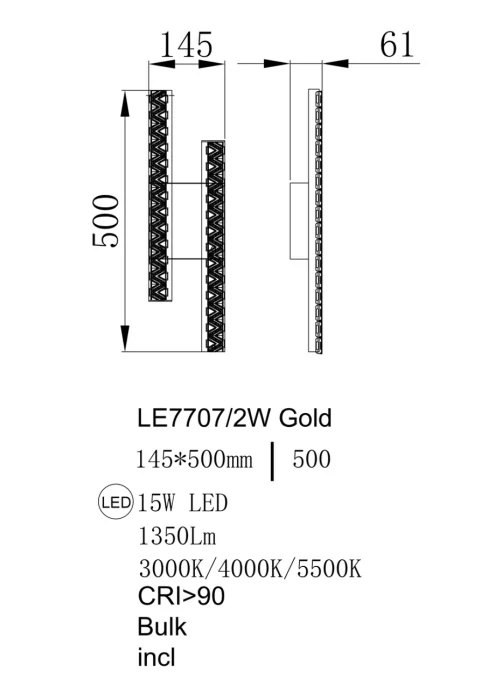 Настенный светильник Leon Aida LE7707/2W Gold
