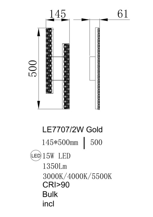 Настенный светильник Leon Aida LE7707/2W Gold
