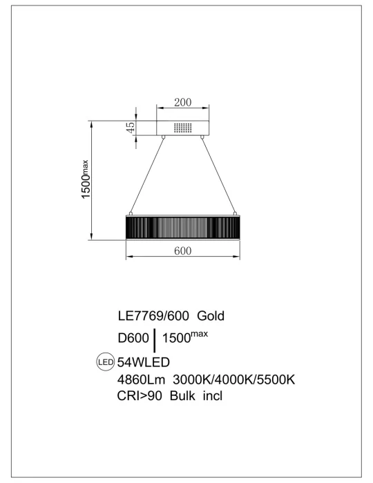 Подвесная люстра Leon Lumiere LE7769/600 Gold