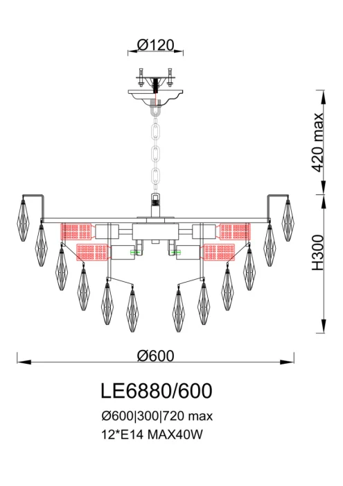 Подвесная люстра Leon Melanie LE6880/600 GD