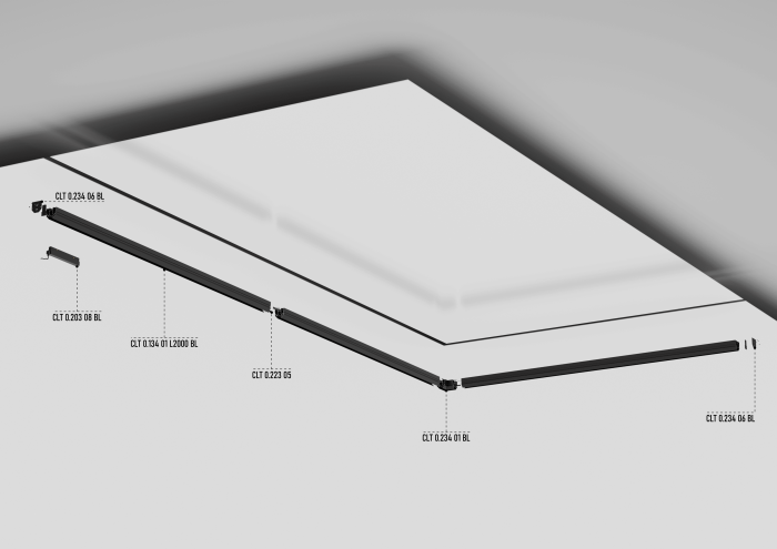 Встраиваемый магнитный трек в натяжной ПВХ потолок SPACE Crystal Lux CLT 0.134 01 L2000 BL
