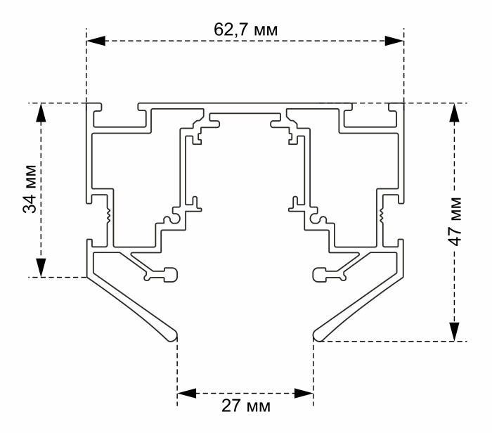 Встраиваемый магнитный трек в натяжной ПВХ потолок SPACE Crystal Lux CLT 0.134 01 L2000 BL