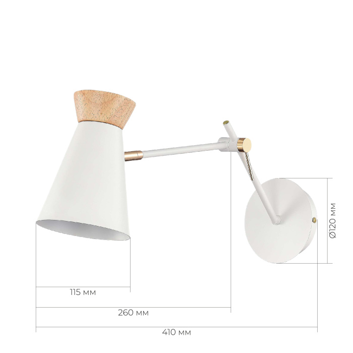 Светильник настенный Белый, Золотистый/Белый, Дерево E27 1*60W SLE1252-501-01