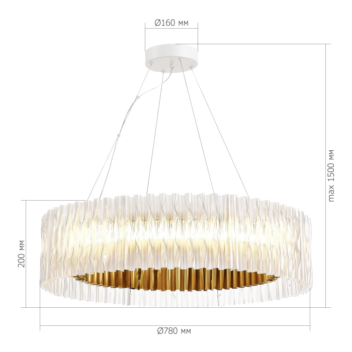 Светильник подвесной ST-Luce Золотистый/Прозрачный LED 1*87W 3000K SL6012.213.01