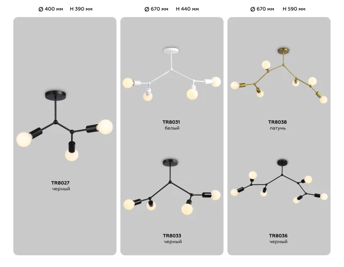 Потолочный светильник в стиле лофт Ambrella light TR8027