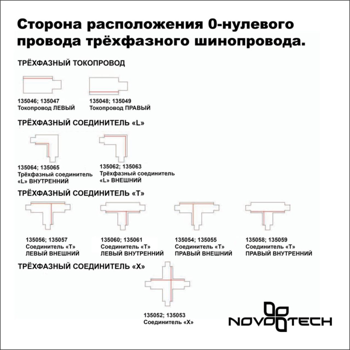 Соединитель "Х" с токопроводом для трёхфазного шинопровода Novotech 135052