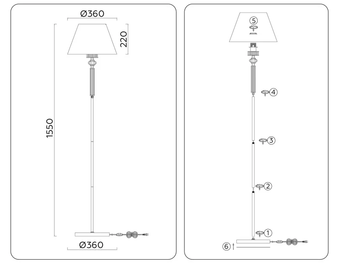 Напольный светильник с абажуром и хрусталем AMBRELLA light LH71008