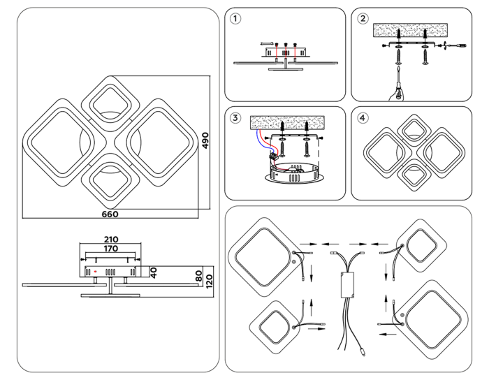 Потолочный светодиодный светильник с пультом Ambrella light FA4382
