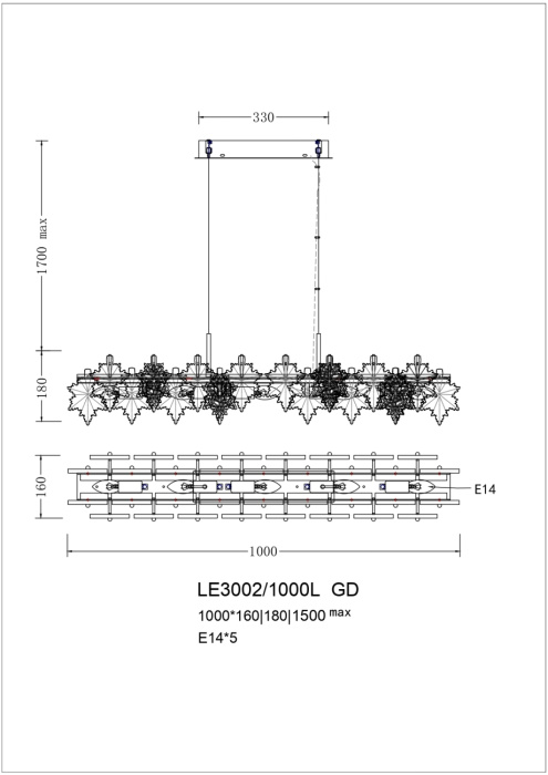 Подвесной светильник Leon Erable LE3002/1000L GD