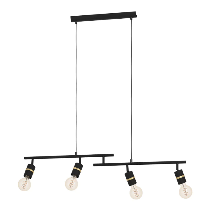 Подвесной потолочный светильник LURONE, 4x10W, E27, L1000, B50, H1100, сталь, черный, латунь EGLO 900177