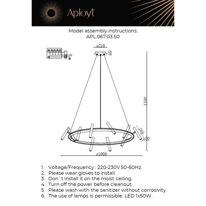 Люстра подвесная Aployt Honor APL.067.03.50