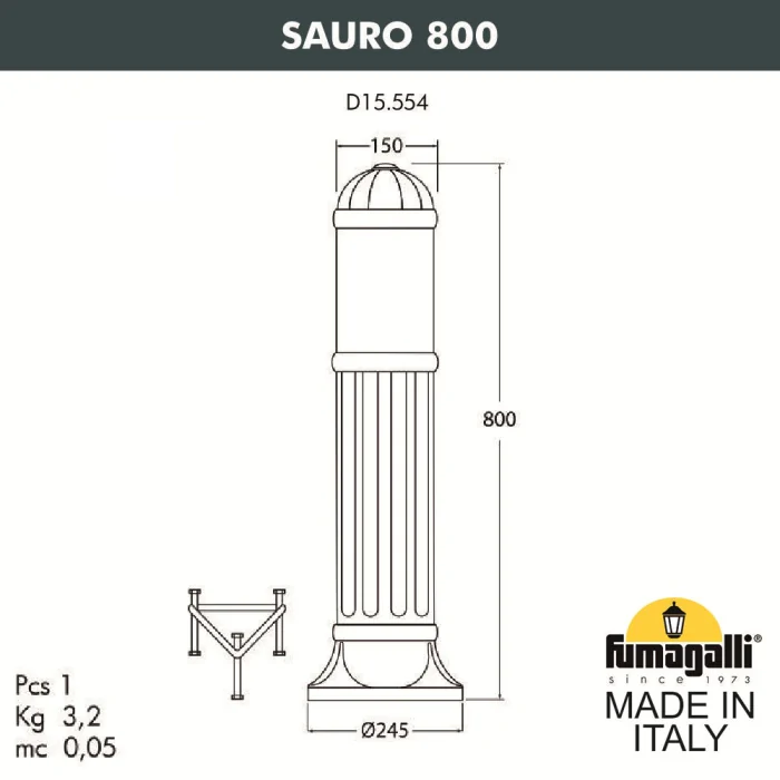 Садовый светильник-столбик FUMAGALLI SAURO 800  D15.554.000.VYE27