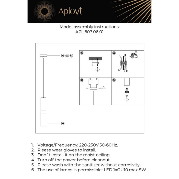 Светильник подвесной Aployt Mireil APL.607.06.01