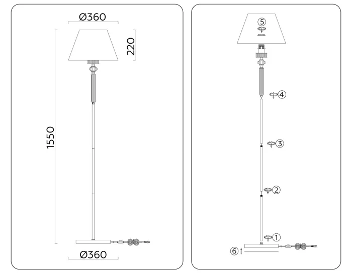 Напольный светильник с абажуром и хрусталем AMBRELLA light LH71028