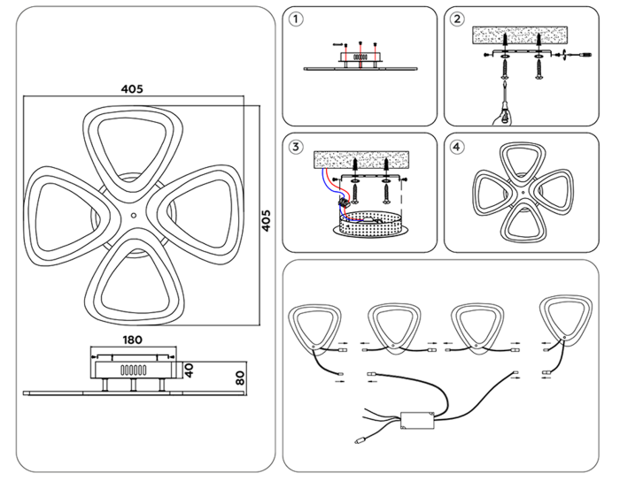 Потолочный светодиодный светильник с пультом Ambrella light FA4482