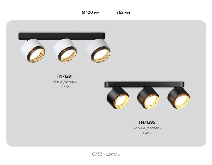 Настенно-потолочный поворотный спот со сменной лампой GX53 Ambrella light TN71291