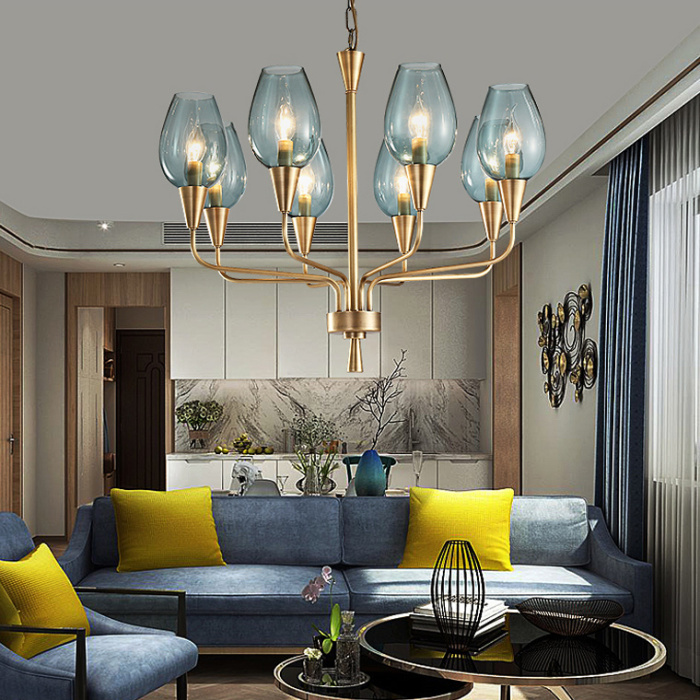 Подвесная дизайнерская люстра Viola 6 Синий ImperiumLoft