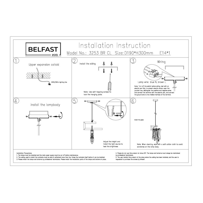 Светильник подвесной Belfast Colvil 3253 BR CL