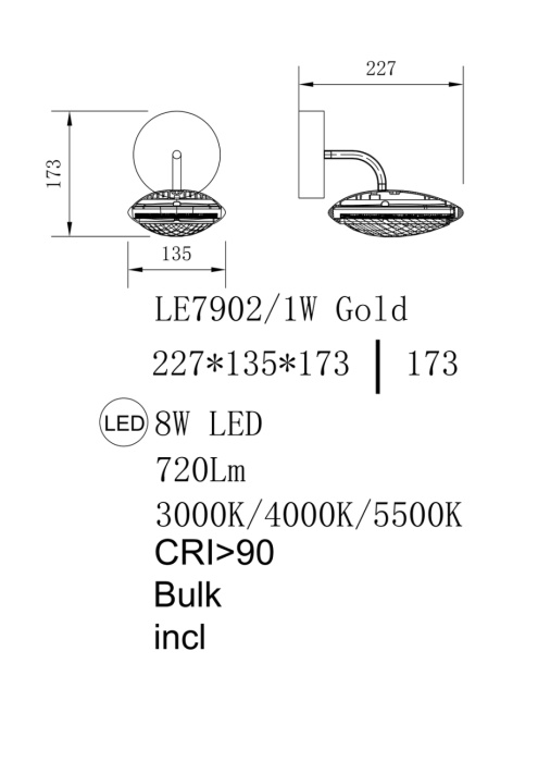 Бра Leon Stacy LE7902/1W Gold