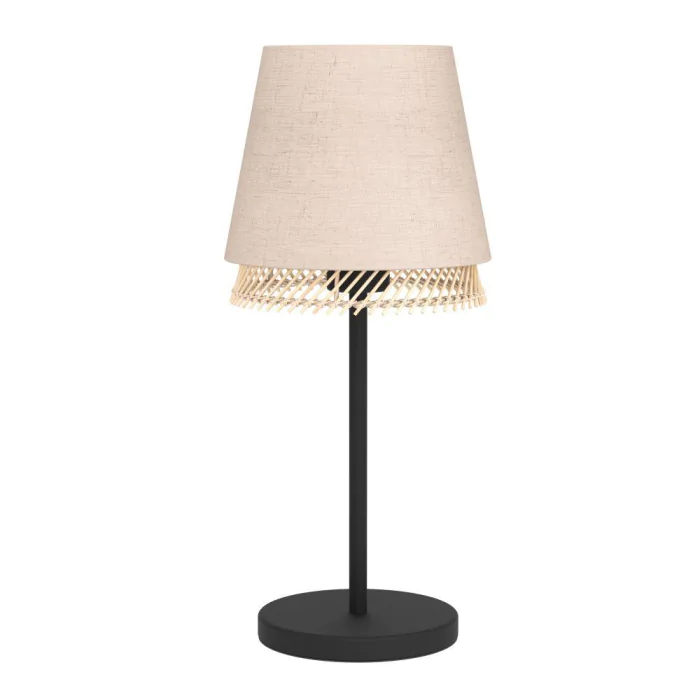 Настольная лампа TABLEY, 1X40W (E27), H425, сталь, черный / текстиль, дерево, коричневый EGLO 43977