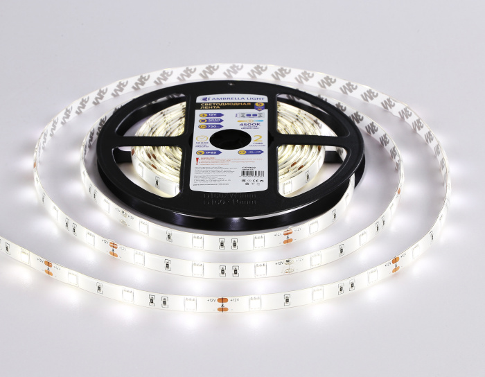Светодиодная лента Ambrella Light GS1902 5050 30Led /7.2W m/ 12V IP65 4500K 5m Ambrella light GS1902