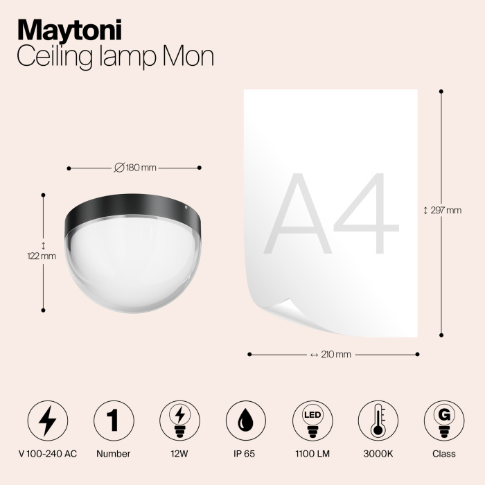 Накладной уличный светильник Maytoni Mon O438CL-L12GF3K