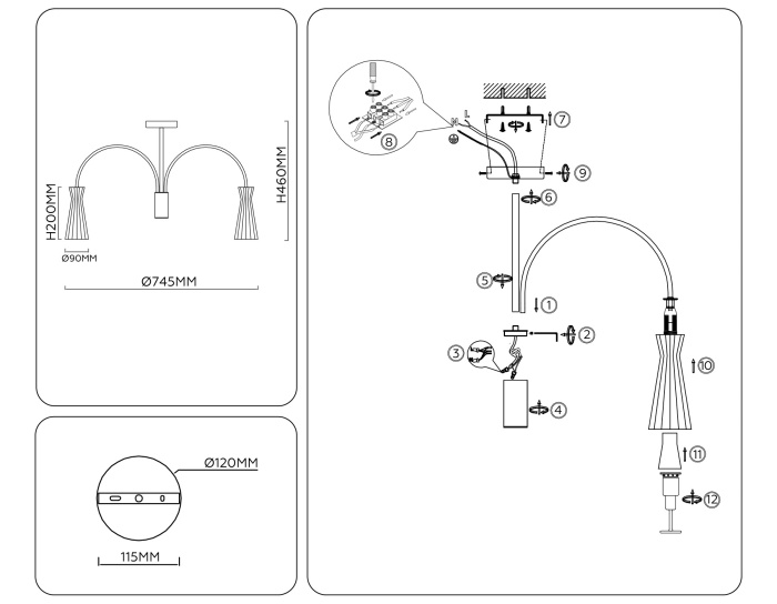 Люстра на штанге HIGH LIGHT AMBRELLA LIGHT LH55653