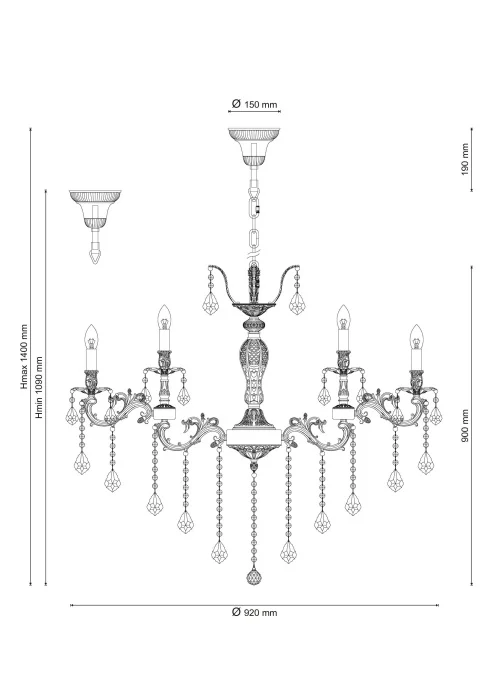 Люстра подвесная Lucia Tucci BARLETTA 122.12.6 coffe gold