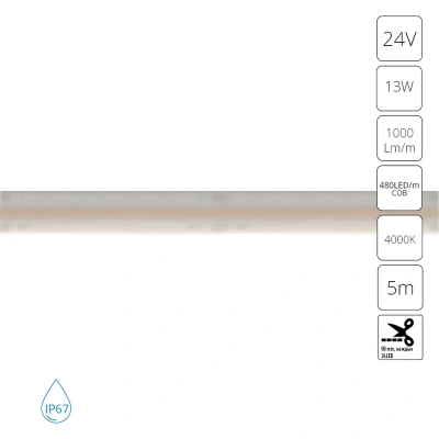 Светодиодная лента 24V 13W/m 4000К 5м IP67 Arte Lamp AQUA LANE A2448010-02-4K