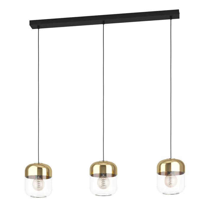 Подвесной потолочный светильник MARYVILLA, 3x40W, E27, L870, B170, H1100, сталь, черный, бронзовый/матовое стекло, прозрачный, золотой EGLO 900551